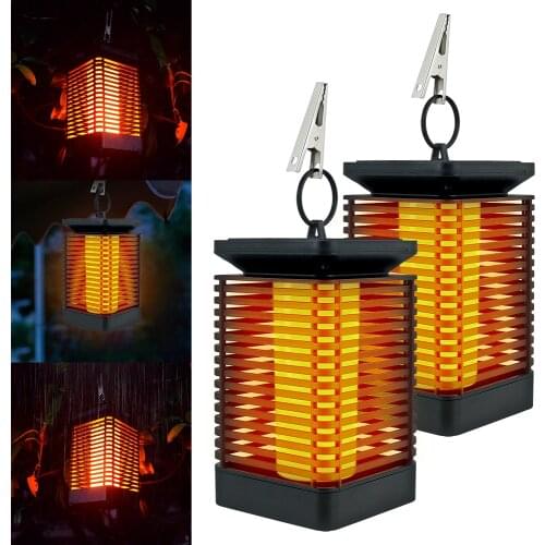 2PCS LED Flame Solar Light For Garden Christmas Decoration Cottage Lawn Lamp Outdoor Garden Hanging Flickering Lantern Lights