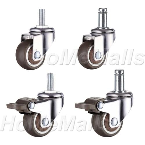 2/4/8pcs 360 Degree Swivel Caster Rubber wheels No Noise Wheels 1/1.25/1.5/2 inch Universal Casters For Shopping Cart Trolley