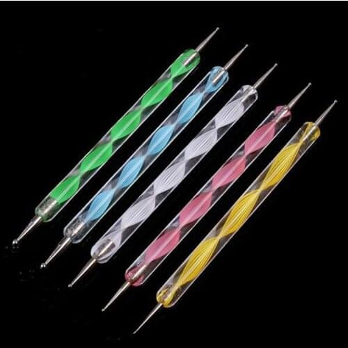2 way Marbleizing Nail Art Dotting Painting Pen Manicure Tools Nail Art Dotting pen Tool Dot Nail Care 5pcs/set