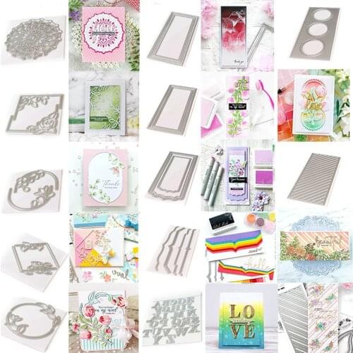 Alphabets Flower Stripes Circles Panels Diagonal Rectangle Frames Slimline Cutting Dies for DIY Scrapbooking Cards Crafts 2020