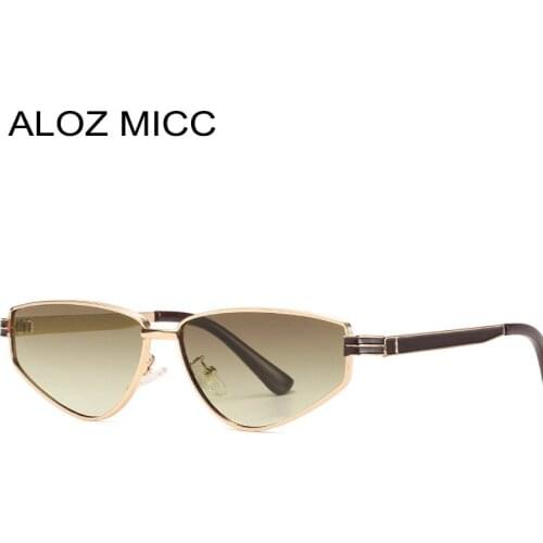 ALOZ MICC small personality cat eye sunglasses women men brand designer fashion Metal frame sun glasses female Brown Red Glasses