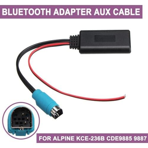 Bluetooth Wireless Car Connection Adapter for Stereo AUX IN Music Audio Cable For Alpine KCE-236B CDE9885 9887