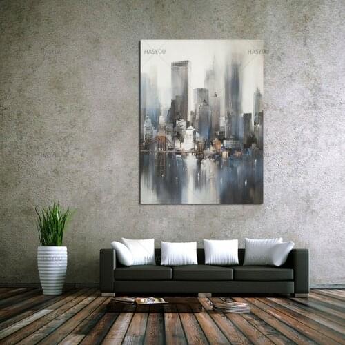 Large 100% Handmade Oil Painting On Canvas city landscape Oil Painting Abstract Modern Canvas Wall Art Living Room Decor Picture