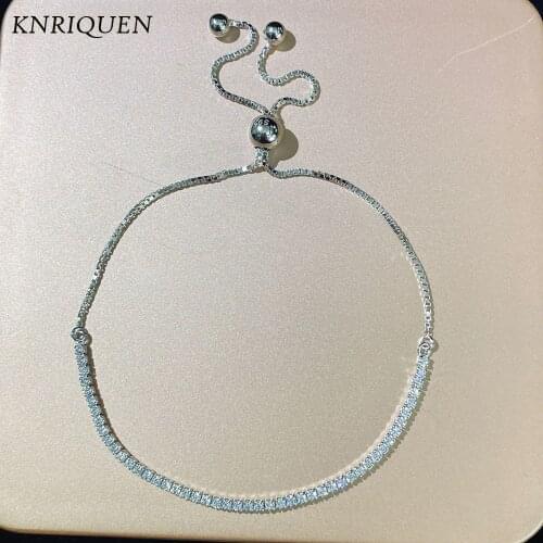 2021 Luxury 1.5MM High Carbon Diamond Strand Bracelet 100% 925 Sterling Silver Adjustable Wedding Bracelets for women 15-17CM