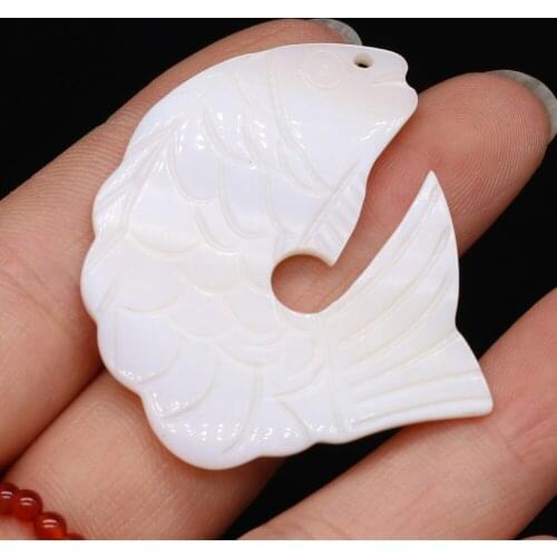 5Pcs Natural Freshwater White Shell Pendant Fish-Shaped Loose Beads For Jewelry Making DIY Necklace Earrings Accessory