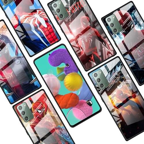 Marvel Spiderman hero for Samsung Galaxy Note 20 Ultra 10 Lite Plus 9 8 5G A70 A50 A40 A30 A20 Tempered Glass Phone Case