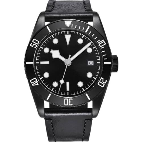 CORGEUT Mens Watch 41mm Black Pvd Case NH35 Miyota8215 Seagull Automatic Movement Luminous Sapphire Glass Swim Deepwater