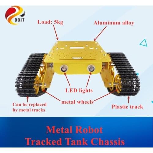 DOIT T300 Aluminum Alloy Metal Robot Tracked Tank Chassis Track Caterpillar Car Frame Platform Crawler Pedrail DIY RC Toy UNO