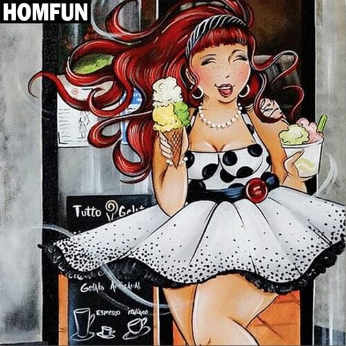 HOMFUN Full Square/Round Drill 5D DIY Diamond Painting "Fat woman" Embroidery Cross Stitch 3D Home Decor Gift A06325