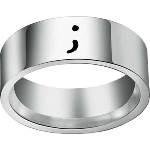 Semicolon Ring Inspirational Jewelry Awareness Suicide Positive Rings for Women/men DROP SHIPPING YLQ6579