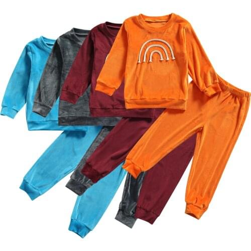 2021-07-02 Lioraitiin 1-6Years Toddler Baby Girl Boy 2Pcs Autumn Clothing Set Long Sleeve Rainbown Top Sweatshirts Long Pants
