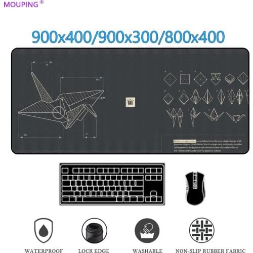 Origami Keycap Black Desk Mat Gaming Accessories Mouse Pad Gray Computer Table Gamer Carpet Deskpad Non-slip Mat Free Shipping