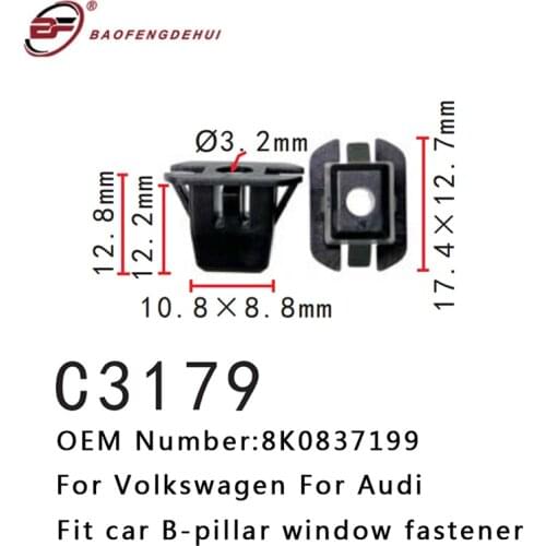 Car Fastener Clips 8K0837199 Fangled Nut Fairing Mounting Clips B-Pillar Window For VW For Audi A1 A3 S3 RS3 A4 S4 RS4 A5 S5 Q2