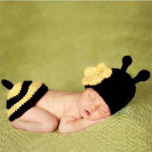 Hot newborn photo props baby photography bee costume crochet knitting outfit infant clothes new born prop fotografia accessories