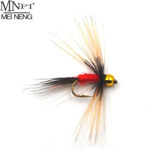MNFT 10PCS 14# Gold Beadhead Long beard Nymph Red Body Fishing Fly Artificial Bait