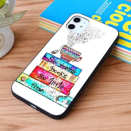 For iPhone So many books so little time Soft TPU border Apple iPhone Case