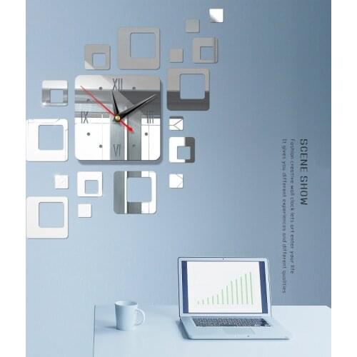 3d Wall Clock Diy Clock Acrylic Mirror Clock Modern Design Home Living Room Three-dimensional Decorative Clock Wall Stickers
