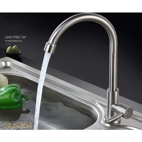 Single Cold Faucet Water Tap Single Handle 360 Degree Rotation Single Hole Sink for Kitchen Cleaning Household Hotel Bathroom