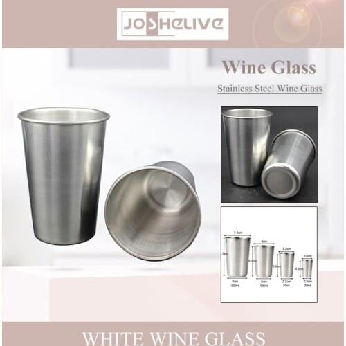Practical Stainless Steel Silver Not Fragile Compressive And Weight Resistant Wine Glass Outdoor Camping Portable Kitchen Table