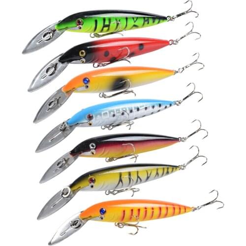 1PCS Plastic Minnow Fishing Lures Trolling Bionic Wobbler Jig Bait Crank Hot Model Artificial Bait Tackle 14cm/16.2g