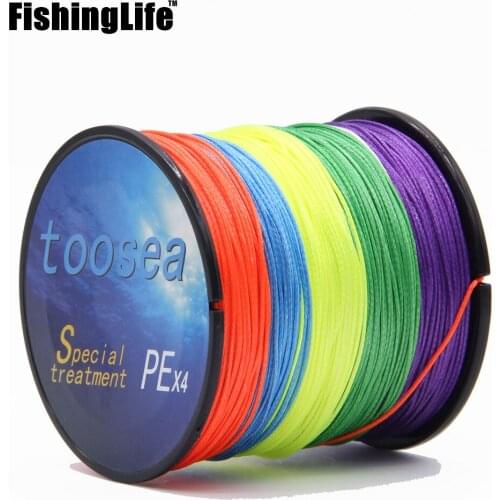 FishingLife 4 Strand Braided Fishing line 100m Multi Color/white yellow/green Super Strong Multifilament PE braid line 100 80LB