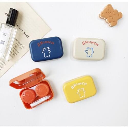Contact Lens Tweezers Box Travel Contact Lens Box Simple Cute Bear Pupil Box Portable Care Box Multi Color Optional Glasses Box