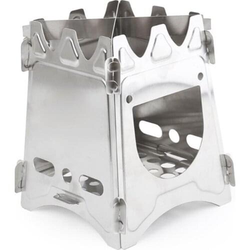 Camping Stove Stainless Steel Backpacking Stove Portable Wood Burning Stoves for Picnic BBQ Hiking