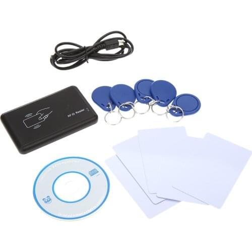 USB 125Khz EM4305 T5567 ID Card Reader/Writer Copier Read EM4100 Card with 5PCS Writable Cards and 5 keys Door Access Control