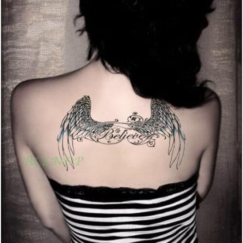 Waterproof Temporary Tattoo Sticker wings of angel letter myth tatto sticker for girls back flash tatoo fake tattoo
