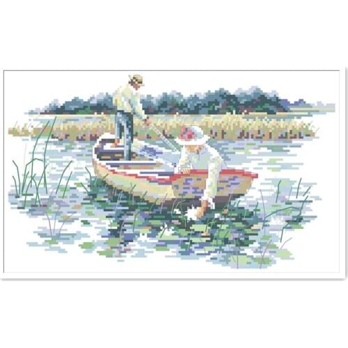 Waterlily Blossoms cross stitch package lovers 18ct 14ct 11ct cloth cotton thread embroidery DIY handmade needlework