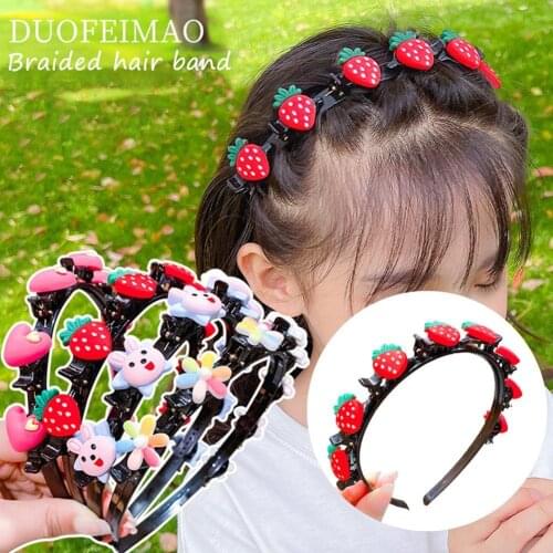 Flower Patterns Headbands High Elasticity Teeth Design Acrylic Cute Hair Band Clip Strawberry Headwear Accessory 2021