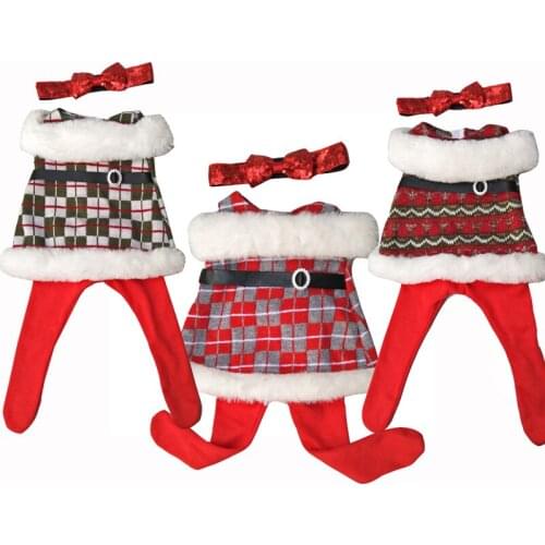 For 43cm baby doll winter fur dress with headband for 18 inch girl doll Christmas dress children girl gifts