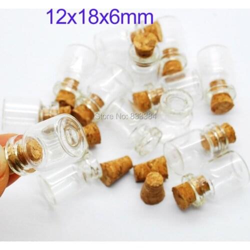 100pcs 0.5ml 12x18x6mm Small Glass bottles Jars with Cork Stoppers Wish Jewelry Party Favors Mini Glass bottles