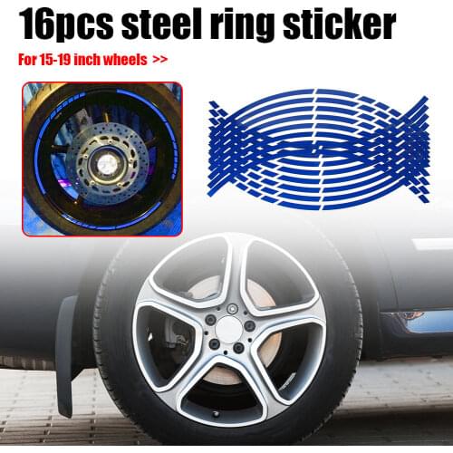 16Pcs 17"18" 15"19"Strips Motorcycle Wheel Tire Stickers Car Reflective Rim Tape Motorbike Bicycle Auto Wheel Exterior Decals