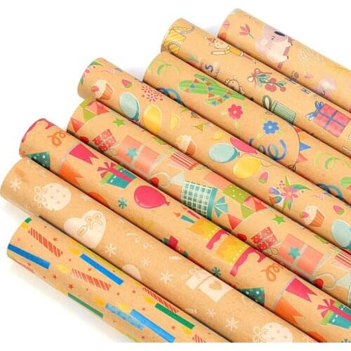 20PCS Kraft Paper Gift Wrapping Paper Birthday Cartoon Series Childrens Gift Paper Thickening Papers