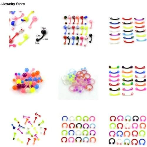 20Pcs Mix Color Silicone Belly Piercing Navel Flexible Bar Balls Piercing Nombril Stud Earring Fashion Body Jewelry
