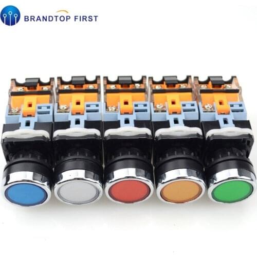 22mm Momentary Push button switch 1NO+1NC with lamp spring return switch start pushbutton control switch