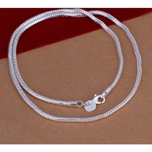 50 cm Mens necklace jewelry 3mm long size option S925 Silver color long necklace snake chains n192 gift pouches delivery