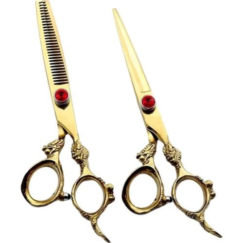 6 Inch Blunt Straight Blade Thinning Blunt Material Adjustable Screws Pro 440c Hair Cutting Scissors