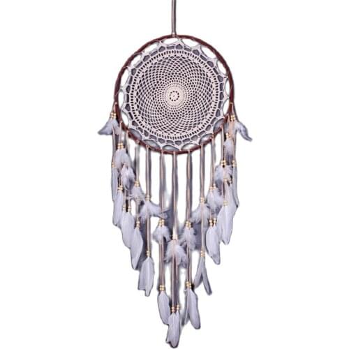 1pc Big Dream Catcher Nordic Style White Feather Wind Chime Kids Room Home Hanging Decoration Wedding Party Supplies 110-120cm