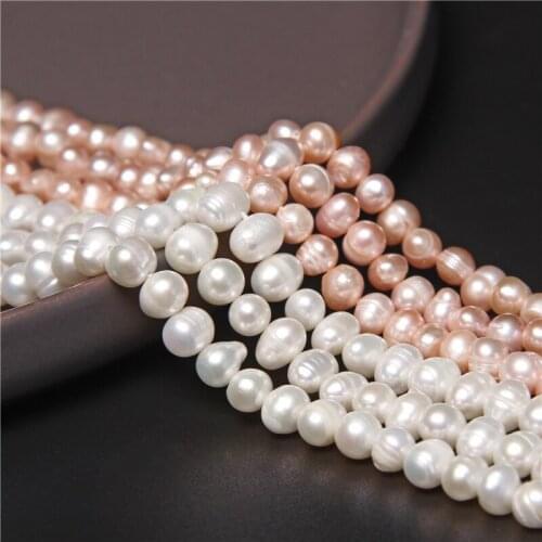 Natural Freshwater Cultured Pearl Beads Rice Shape 100% Natural Pearls for Jewelry Making DIY Bracelet Necklace 14" Strand 6-7mm