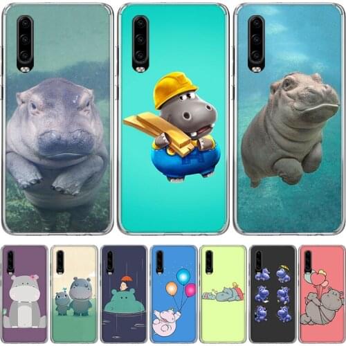 Cute animal cartoon hippo Phone Case for Huawei P30 P40 P20 P10 Mate 20 10 30 Lite Pro P Smart Z Plus + Art Luxury Cover Coque