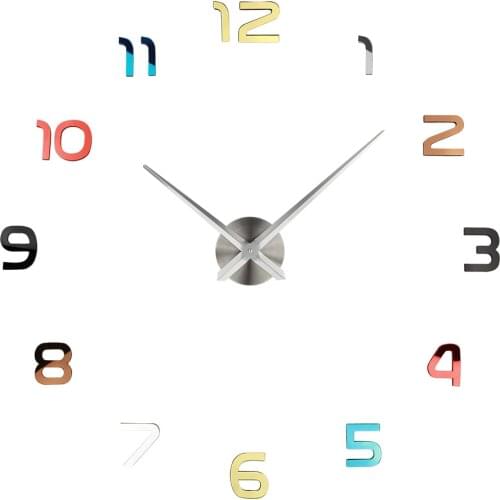 Colored 3D DIY Arylic Wall Clock Colorful Numbers Classic Arabic Numerals Self Adhesive Decor Clock Unique Watch Wall Stickers