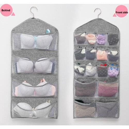 Double Sided Hanging Storage Bag Breathable Bra Underwear Socks Pocket Organizer