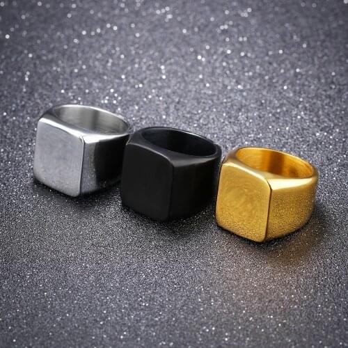 Gold/black color stainless steel Smooth Large Ring Band Fashion men jewelry 7-10# us size