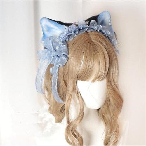 Lolita Navy Color Hairpin Headwear KC Hair Band Beast Ear Side Clip Top Cosplay D747