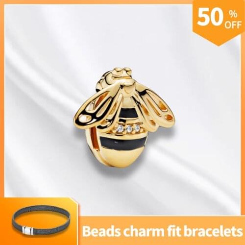 Hot Sale Fit Pandora 925 Original Bee Beads Clip Bracelets Charms Jewelry Reflexions Collections Gift For DIY