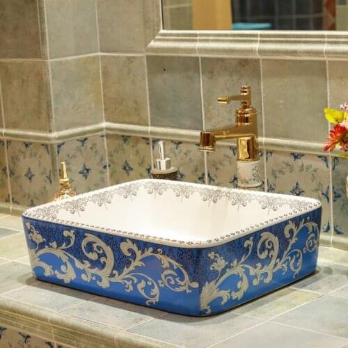 Jingdezhen Ceramic Washbasin chinese ceramic bathroom basin hand wash bowls lavabo sink bathroom sinks bowl rectangular