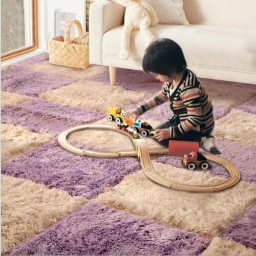 9 Colors Puzzle Mat Long Hair Carpet Living Room Door Mat Baby Crawling Cutting Area Rug Kids Play Carpet Tatami Mosaic Floor