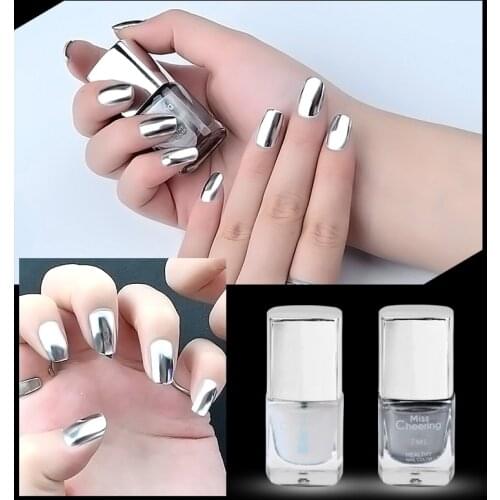 7ml Plating Silver Paste Metal Color Mirror Silver Nail Polish Lasting Metallic Stylish Removeable DIY Nail Art Supplies TSLM1